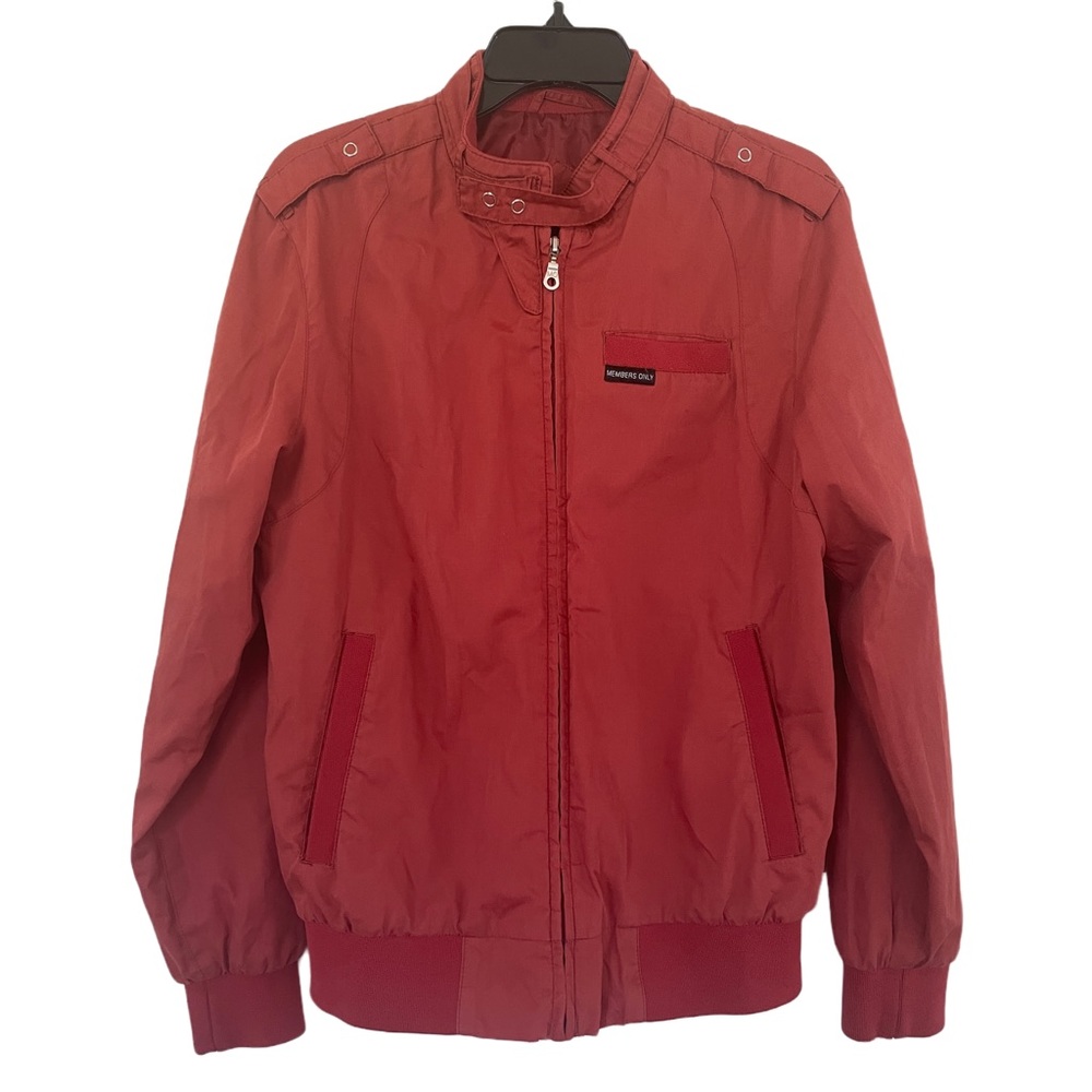Members Only Unisex Muted Red Classic Bomber Racer Slim Fit Jacket
